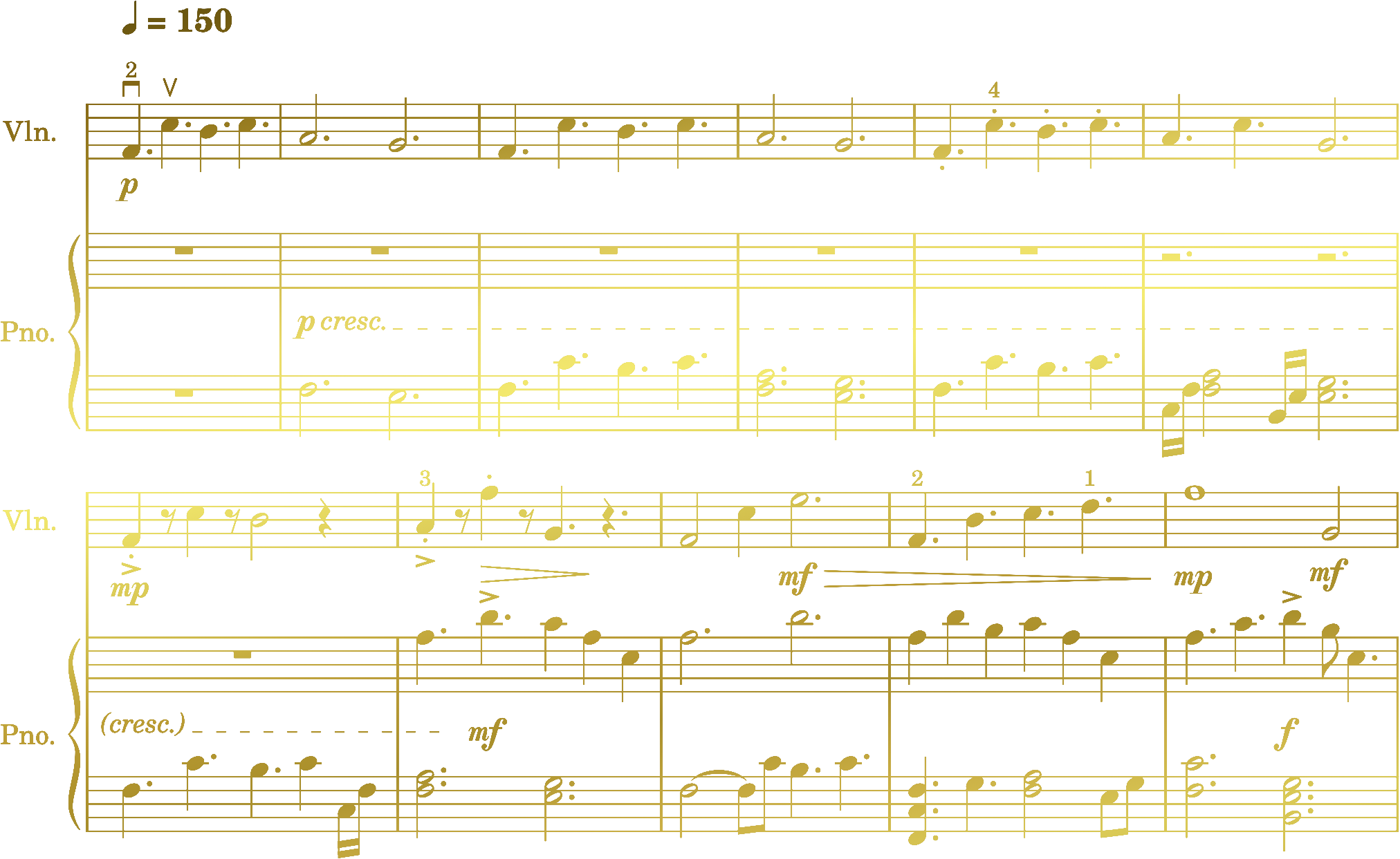 music notes for beginning bars of Le favole di Violetta