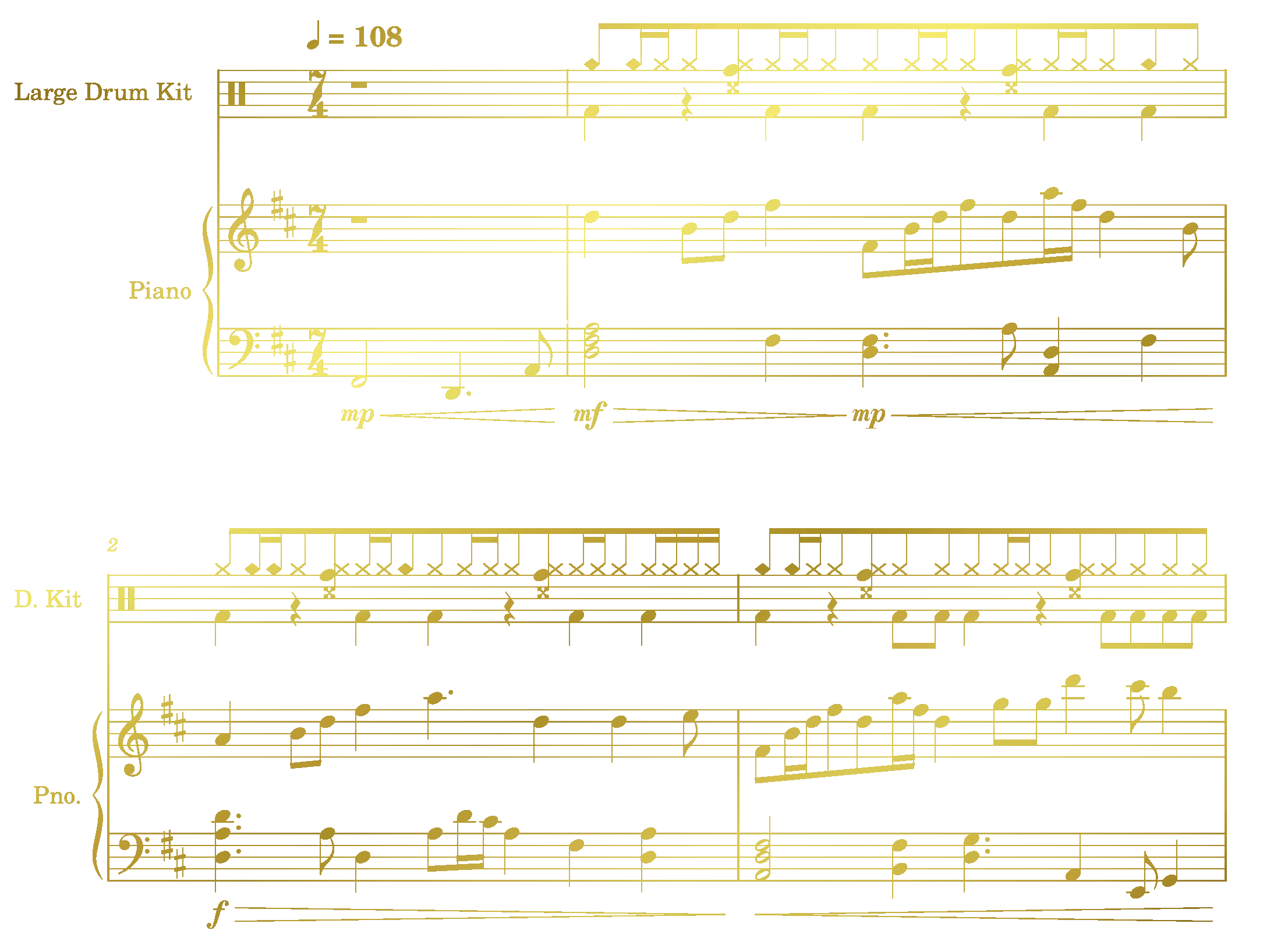 music notes for beginning bars of Kururin Variations