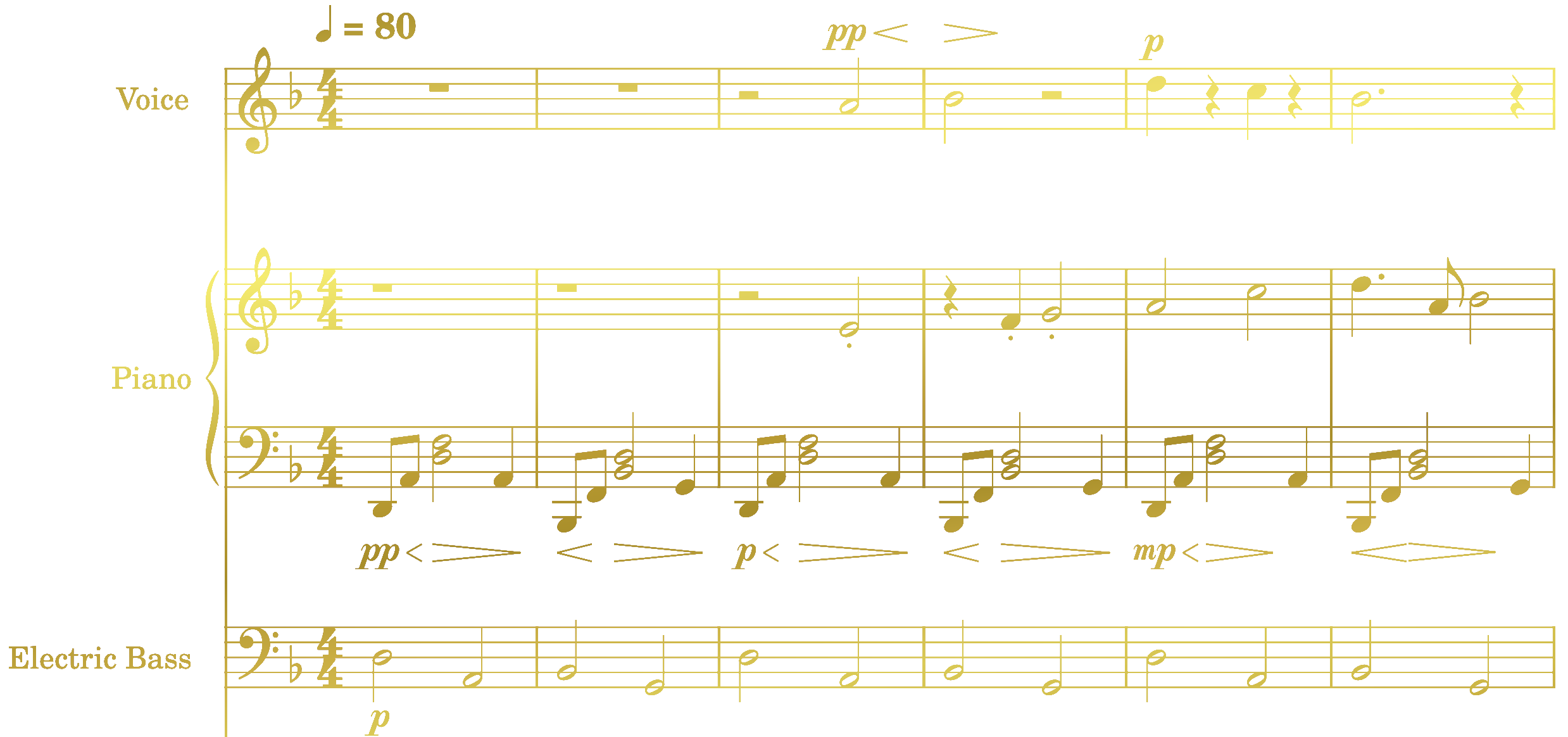 music notes for beginning bars of Elegy