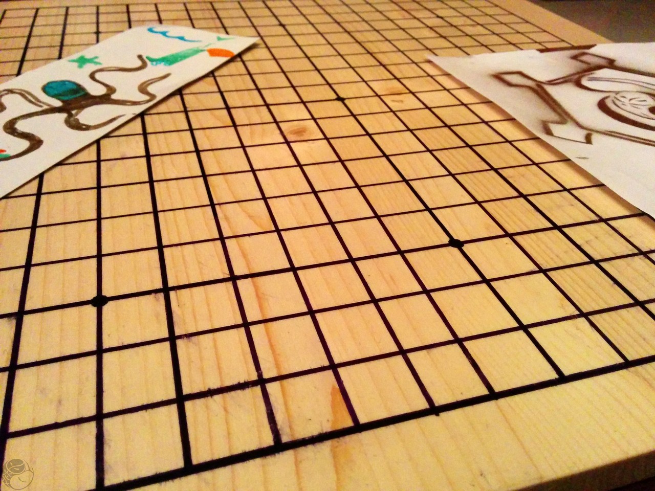 photo of a handmade weiqi board